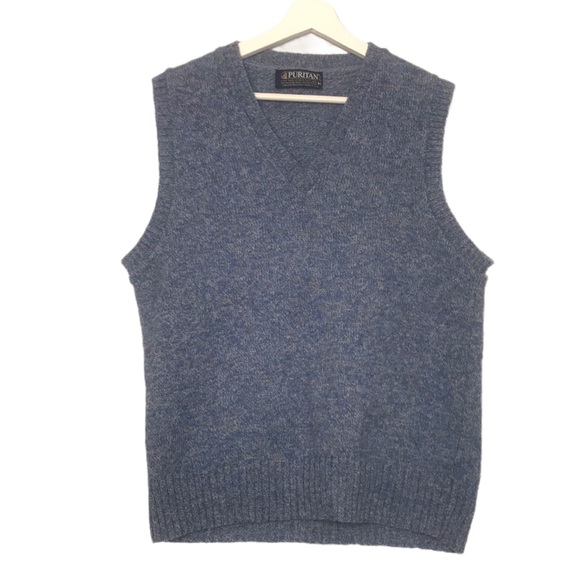 Wool Blend V Neck Sweater Vest Size Medium Blue Multicolor - Picture 2 of 12